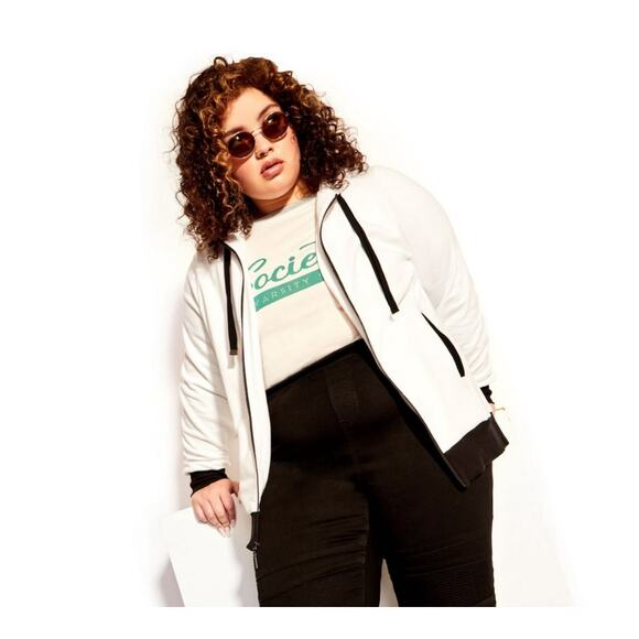 Societie Plus Hoodie Jacket Lightweight Full Front Zip-Up Closure White 18 NWOT - Picture 1 of 11